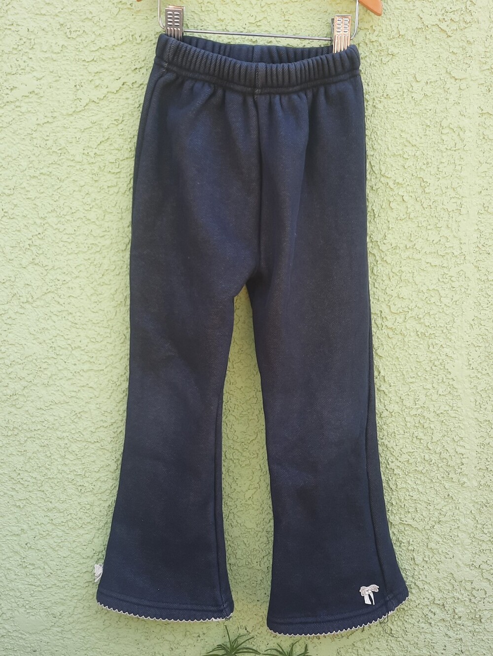 Girl's Fleece Lined Flare Elastic Waist Pants Size 5T (120) Navy Blue